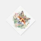 Niedlich Fox Aquarell Blume Dekoration Gastgeschen Serviette (Ecke)