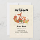 Niedlich Fox Baby Shower Einladung - Thema Holz (Vorderseite)