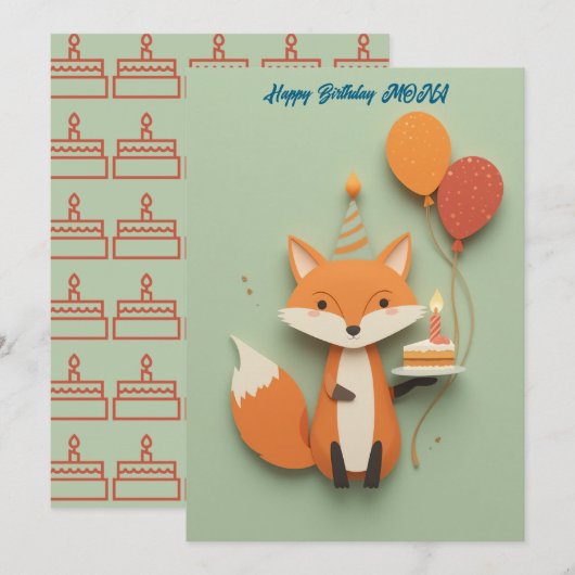 Niedlich Fox Birthday Gruß (Vorne/Hinten)