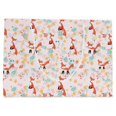 Niedlich Fox Blumenrosa Design Große Geschenktüte (Rückseite)