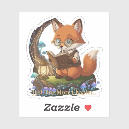 Niedlich Fox Bookworm "Just one more Chapter" Whim Aufkleber (Blatt)