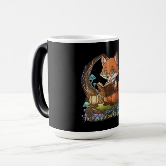 Niedlich Fox Bookworm "Just one more Chapter" Whim Verwandlungstasse (Vorderseite Links)