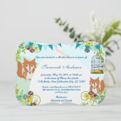 Niedlich Fox Bunting Garden Brautparty lädt ein Einladung (Stehend Vorderseite)