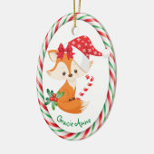 Niedlich Fox Candy Cane Frame Keramik Ornament (Links)