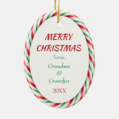 Niedlich Fox Candy Cane Frame Keramik Ornament (Hinten)