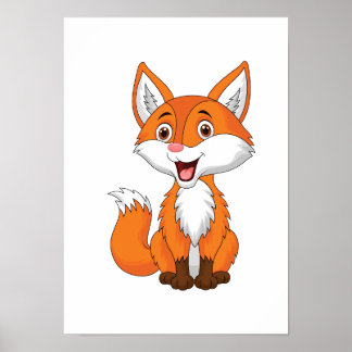 Niedlich Fox Cartoon Digital Printable Poster & St