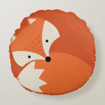 Niedlich Fox Cartoon Orange Rundkissen