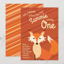 Niedlich Fox Colorful Einladungen zum 1. Geburtsta