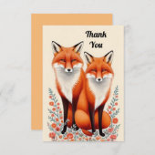 Niedlich Fox Couple Dankeskarte (Vorne/Hinten)