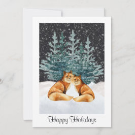 Niedlich Fox Couple Happy Holidays Weihnachtsfest Feiertagskarte