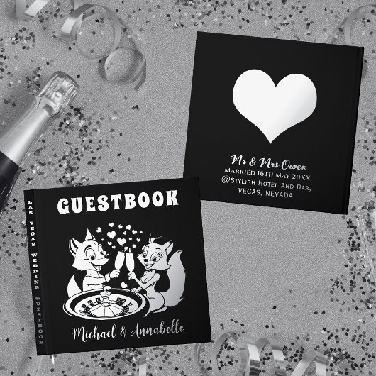 Niedlich Fox Couple | Las Vegas Wedding Silver Gästebuch