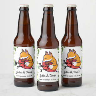 Niedlich Fox Danke, Baby Dusche Bierflaschenetikett
