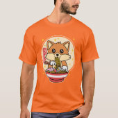 Niedlich Fox Eating Ramen Kawaii Japanisches Leben T-Shirt (Vorderseite)