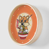 Niedlich Fox Eating Ramen Kawaii Japanisches Leben Uhr (Winkel)