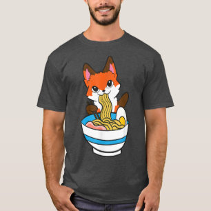 Niedlich Fox essen japanische Ramen Noodles T-Shirt