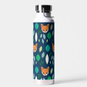 Niedlich Fox Face Forest Leaf Muster Monogram Trinkflasche (Links)