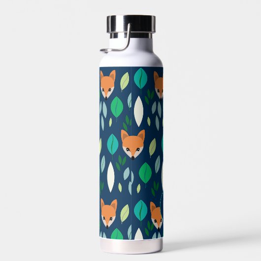 Niedlich Fox Face Forest Leaf Muster Monogram Trinkflasche (Rechts)