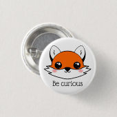 Niedlich Fox Face ist neugierig Button (Vorne & Hinten)