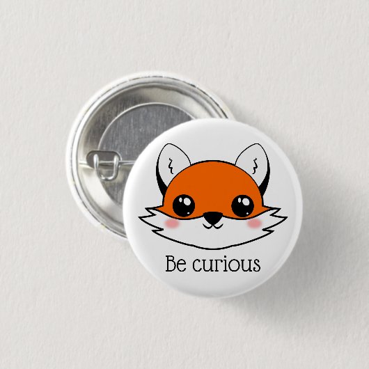 Niedlich Fox Face ist neugierig Button (Vorne & Hinten)