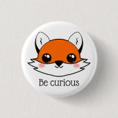 Niedlich Fox Face ist neugierig Button (Vorderseite)