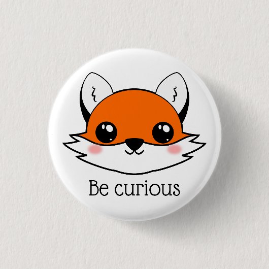 Niedlich Fox Face ist neugierig Button (Vorderseite)