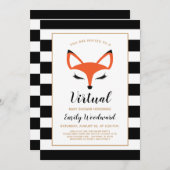 Niedlich Fox Face Virtual Baby Dusche Einladung (Vorne/Hinten)
