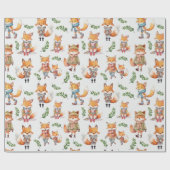 Niedlich Fox Family Wrapping Paper - Waldtier Geschenkpapier (Flach)