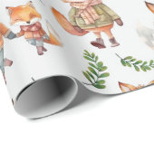 Niedlich Fox Family Wrapping Paper - Waldtier Geschenkpapier (Rolleneckpunkt)