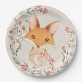 Niedlich Fox Floral Baby Animals Baby GIrl Dusche Pappteller