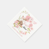 Niedlich Fox Florals Pink White Name Girl Babydusc Serviette (Ecke)