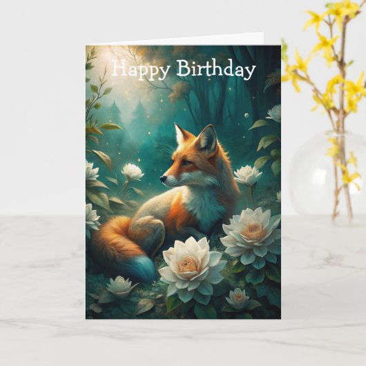 Niedlich Fox Geburtstagskarte Karte (Gelbe Blume)