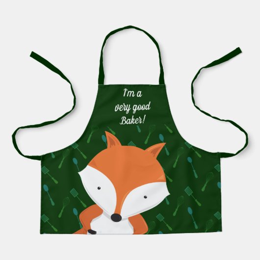 Niedlich Fox Green Baker Schürze (Vorderseite)