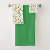 Niedlich Fox Green Blätter Solid Green Handtuch Badhandtuch Set (Insitu)