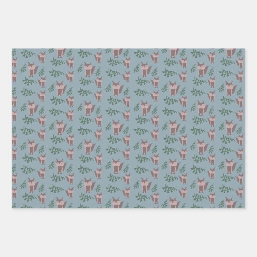 Niedlich Fox Herbst Herbstgrönen Geschenkpapier Set (Vorderseite 2)