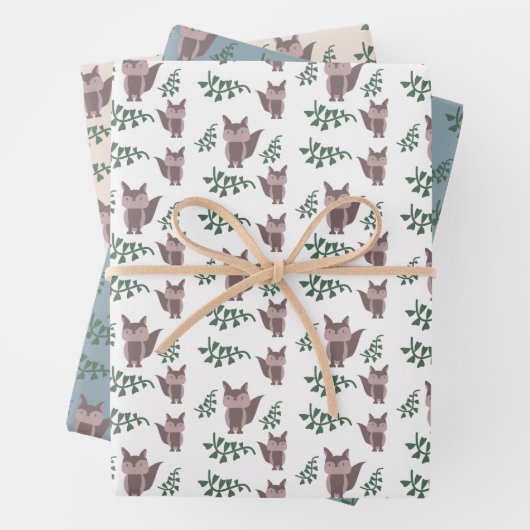 Niedlich Fox Herbst Herbstgrönen Geschenkpapier Set (Beispiel)