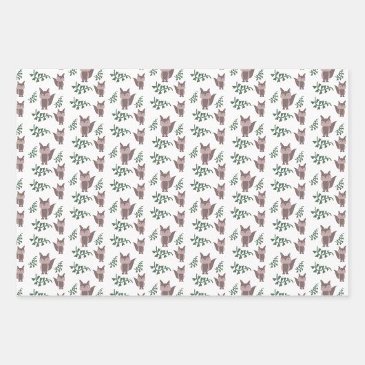 Niedlich Fox Herbst Herbstgrönen Geschenkpapier Set (Vorderseite)