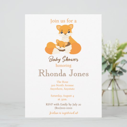 Niedlich Fox Herbstdusche Einladung (Stehend Vorderseite)