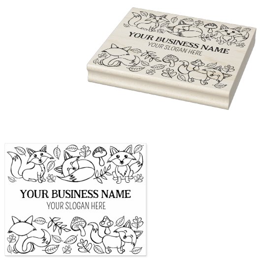Niedlich Fox Herbstmuster benutzerdefiniertes Gesc Gummistempel (Stempel)