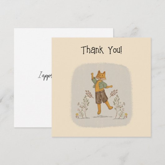Niedlich Fox Illustration Dankeschön Karte (Vorne/Hinten)