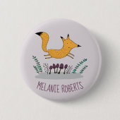 Niedlich Fox Illustration Kids Name Button (Vorderseite)