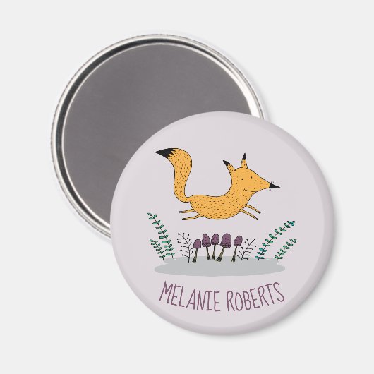 Niedlich Fox Illustration Kids Name Magnet (Vorderseite/Rückseite)