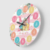 Niedlich Fox Illustration Sweet Monogram Large Clo Große Wanduhr (Winkel)