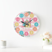 Niedlich Fox Illustration Sweet Monogram Large Clo Große Wanduhr (Zuhause)