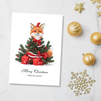 Niedlich Fox in Red Weihnachtsmannmütze Weihnachte Feiertagskarte