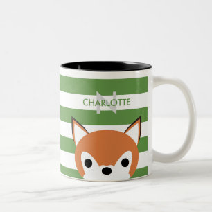 Niedlich Fox-Individuelle Name & Initial Zweifarbige Tasse
