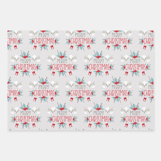 Niedlich Fox Kids Weihnachtswrapping Paper Sheets Geschenkpapier Set (Vorderseite)