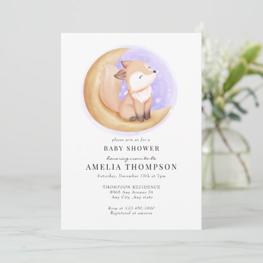 Niedlich Fox | Kinderdusche Einladung (Stehend Vorderseite)