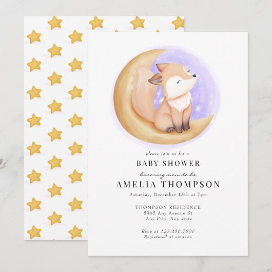 Niedlich Fox | Kinderdusche Einladung (Vorne/Hinten)