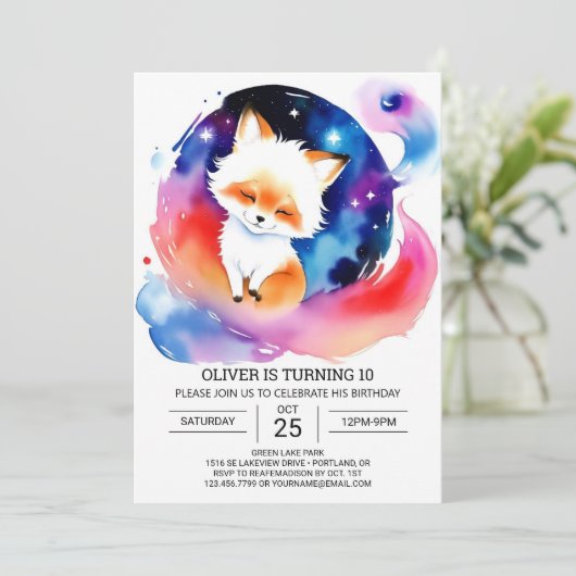Niedlich Fox Kindergeburtstag Bliss Einladung (Stehend Vorderseite)