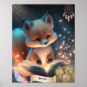 Niedlich Fox liest ein Buch personalisiert Art Kin Poster (Vorne)